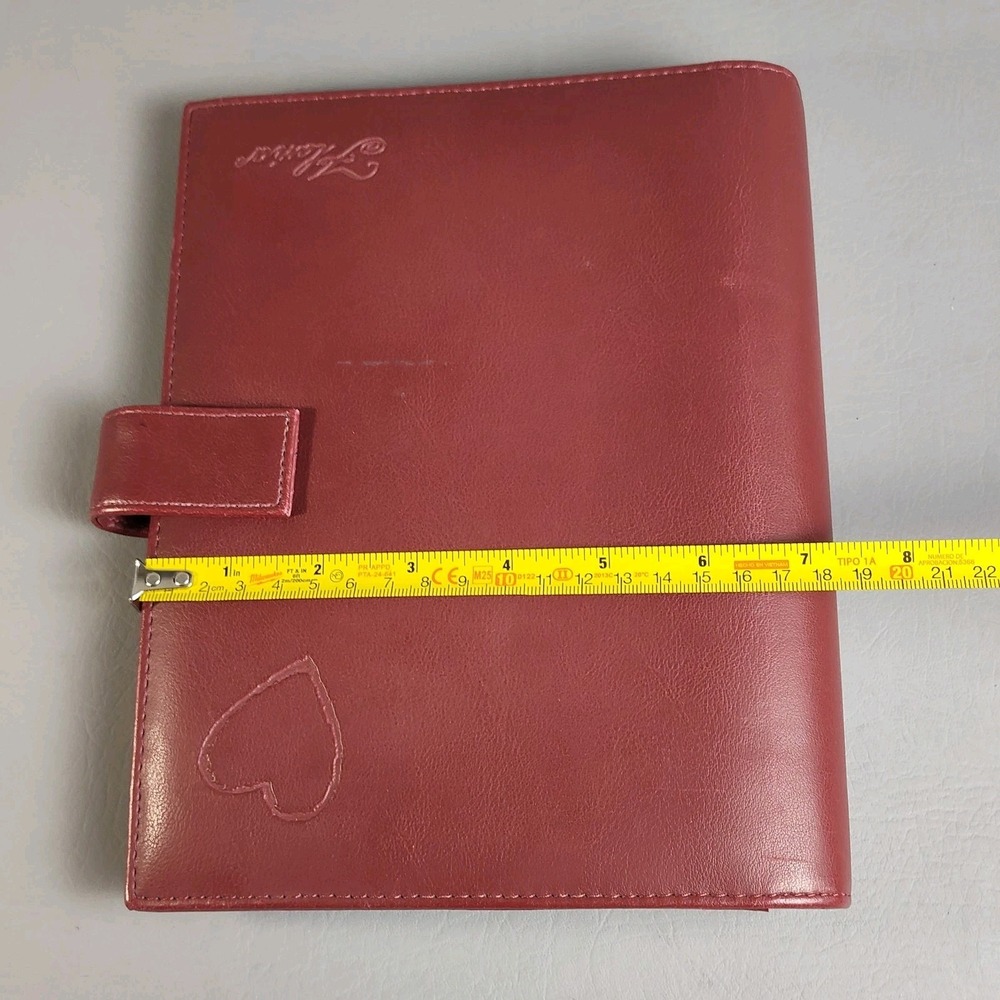 Vintage Day Timer Flavia Planner Classic 7 Ring Organizer Burgundy Leather Heart - Picture 15 of 16